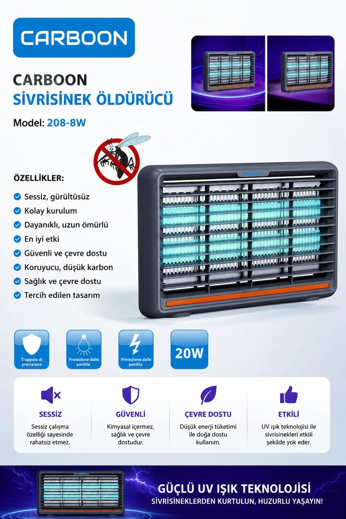 Carboon 20W Elektrikli UV LED Işıklı Sivrisinek Öldürücü